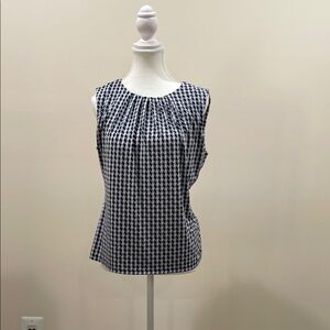 Calvin Klein Black, White and Gray Pleated Blouse